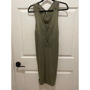 Roxy Olive Green Eyelet Design Tank Seing Mini Dress Large